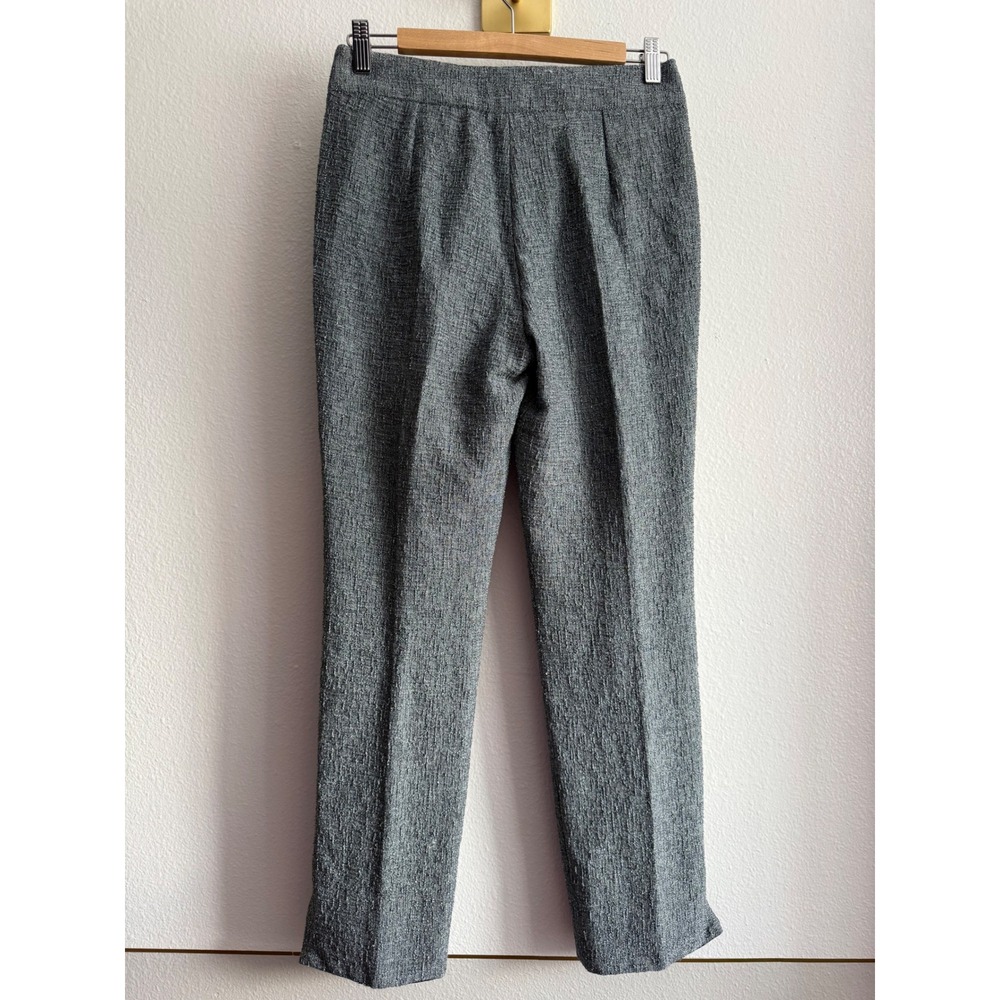 Emporio Armani Metallic Silver Tweed Pant Suit Velvet Collar Blazer Set EU 38 - Picture 4 of 16